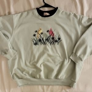 SOLD- Vintage Top Stitch By Morning Sun Nature Bird Petite Large Crew Neck